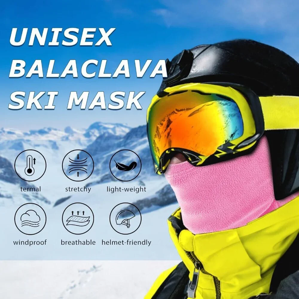 Women's Black/rosered Balaclava Mask Warm Windproof Lightweight Winter Face Mask